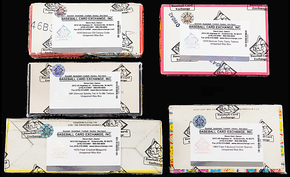 1969-1981 Donruss & Fleer Non-Sport Unopened Wax Box Collection (5) - All BBCE with "Cracked"