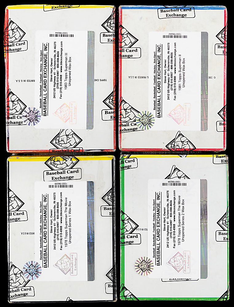 1978-1983 Topps Superman Unopened Wax Box Run (4) - All BBCE
