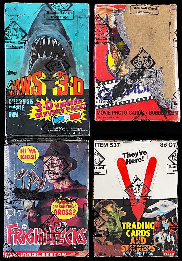 1983-1988 Horror/Thriller Unopened Wax Box Group (4) - All BBCE with Fright Flicks