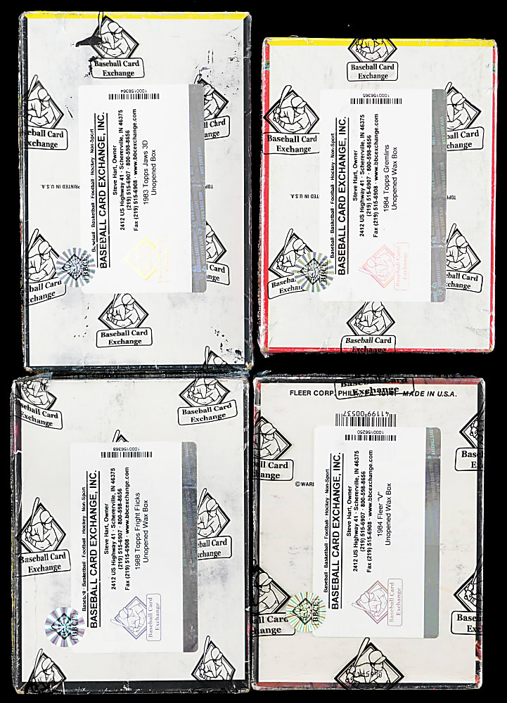 1983-1988 Horror/Thriller Unopened Wax Box Group (4) - All BBCE with Fright Flicks