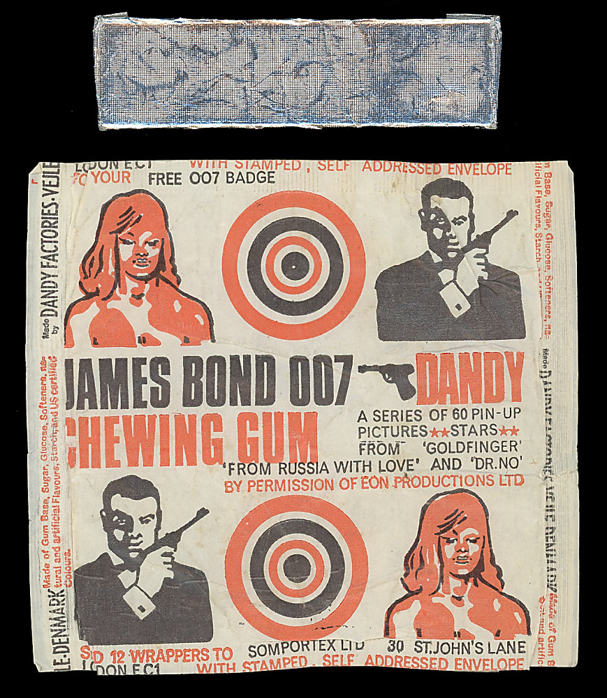1966 Somportex James Bond 007 Dandy Film Scenes Complete Set (60) with Wrapper & Gum - Tough Risque Set!