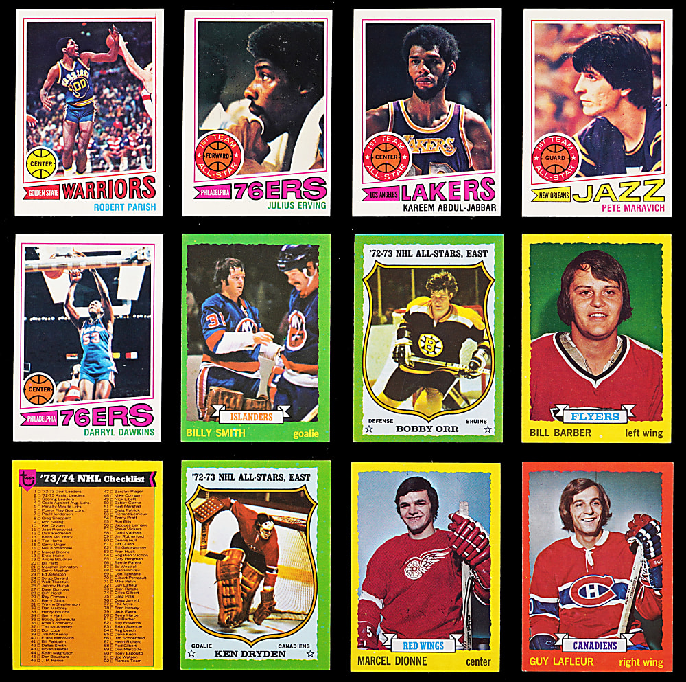 1973-1974 Topps Hockey & 1977-1978 Topps Basketball Complete Set Pair