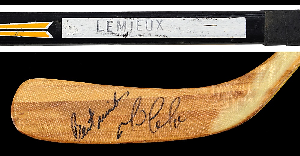 1995-1996 Mario Lemieux Signed/Inscribed Pittsburgh Penguins Team-Issued KOHO Pro-Model Hockey Stick - Full JSA LOA