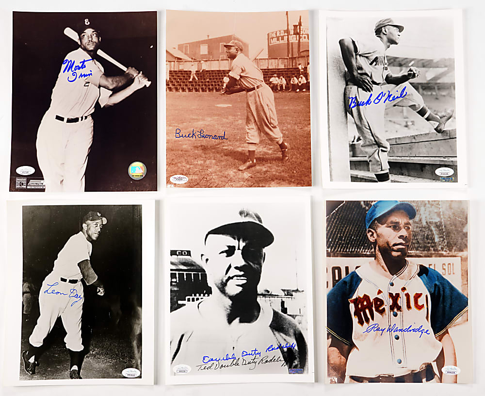 Signed Negro League Black & White/Sepia Photo Collection (32) with (13) Hall of Famers - All JSA Individually Certified