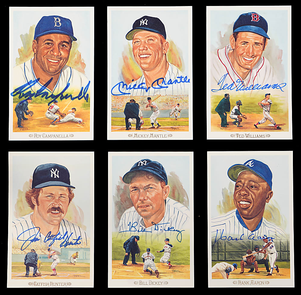 1989 Perez-Steele Celebration Postcards Signed Near-Complete Set (41/44) with Campanella, Mantle & T. Williams - Each JSA Individually Certified