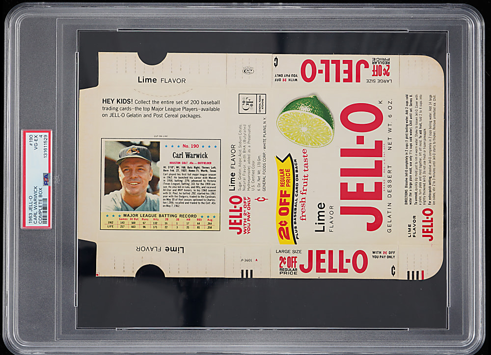 1963 Jell-O Complete Box #190 Carl Warwick Shortprint PSA VG-EX 4 - Highest Graded!