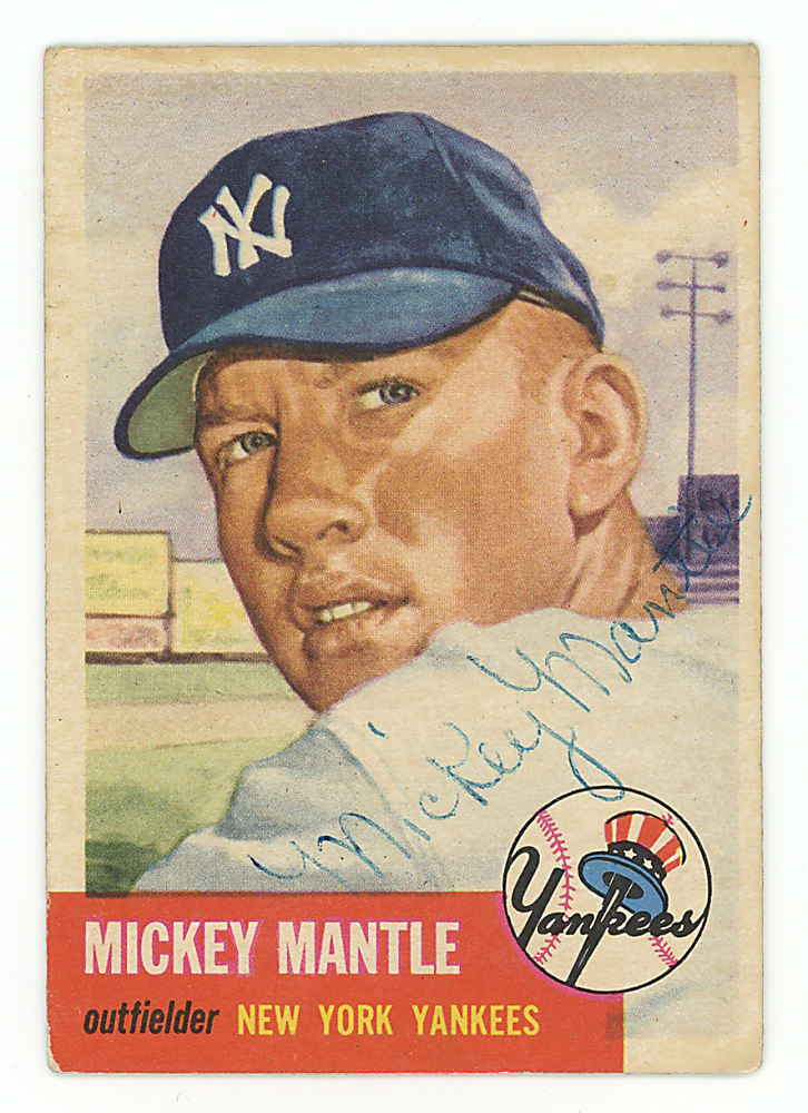 1953 Topps #82 Mickey Mantle (Secretarial Signature) with JSA LOO