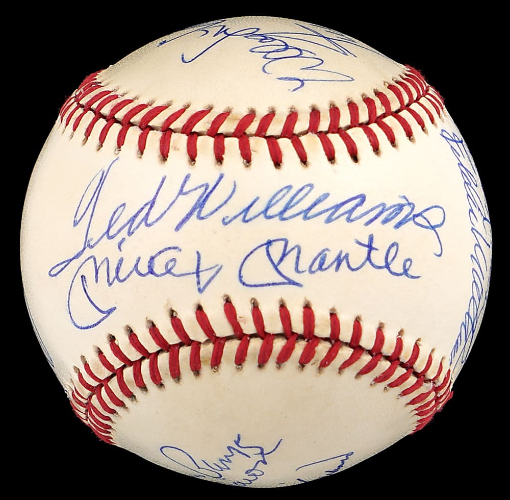 500 Home Run Multi-Signed Baseball with (11) Signatures Including Ted Williams/Mickey Mantle Sweet Spot