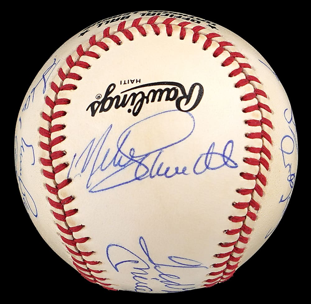 500 Home Run Multi-Signed Baseball with (11) Signatures Including Ted Williams/Mickey Mantle Sweet Spot