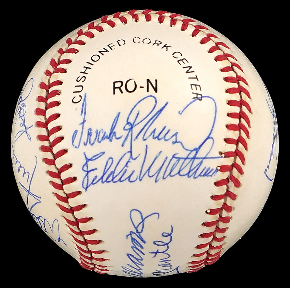 500 Home Run Multi-Signed Baseball with (11) Signatures Including Ted Williams/Mickey Mantle Sweet Spot