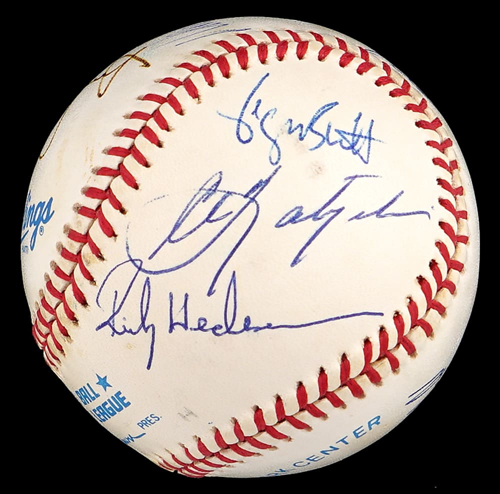 3000 Hit Club Multi-Signed OAL/Brown Baseball with (11) Signatures - Full JSA LOA