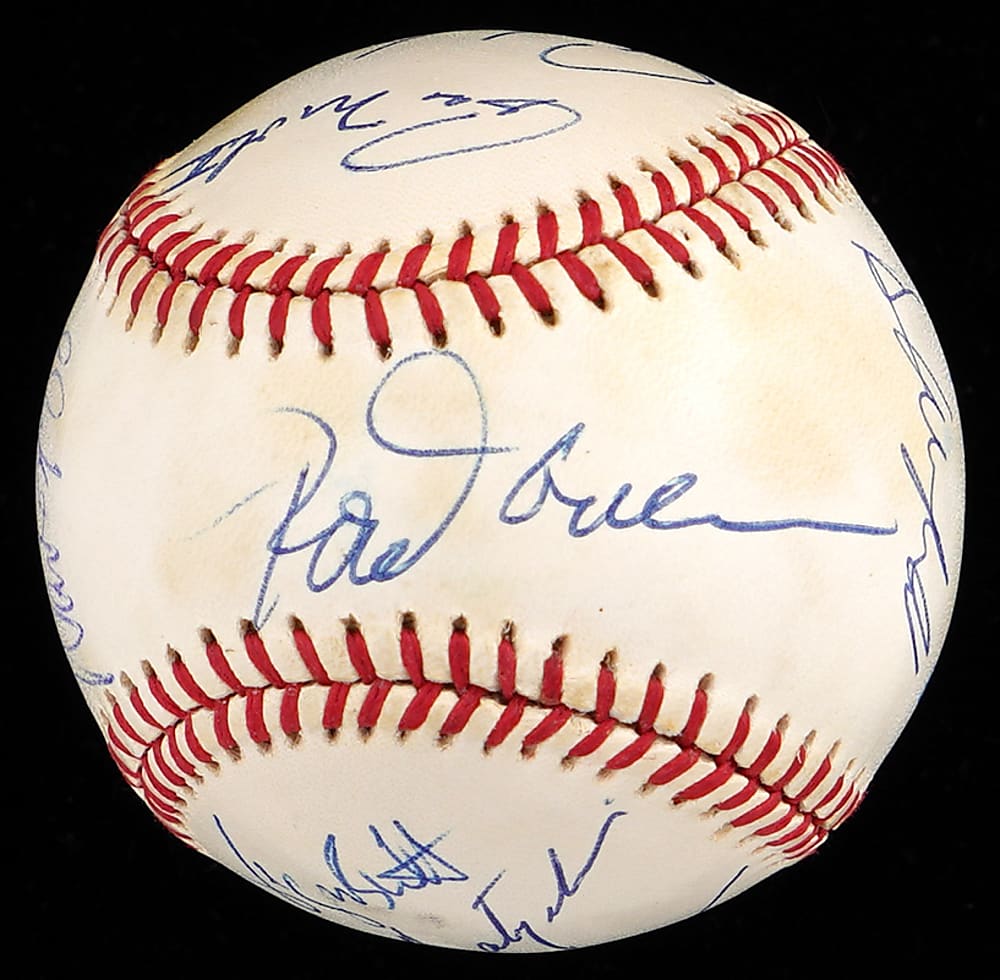 3000 Hit Club Multi-Signed OAL/Brown Baseball with (11) Signatures - Full JSA LOA