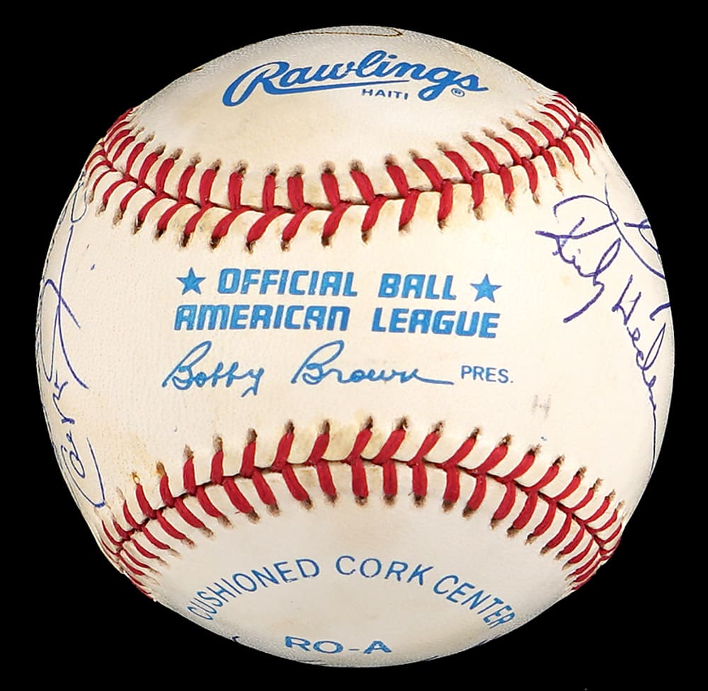 3000 Hit Club Multi-Signed OAL/Brown Baseball with (11) Signatures - Full JSA LOA