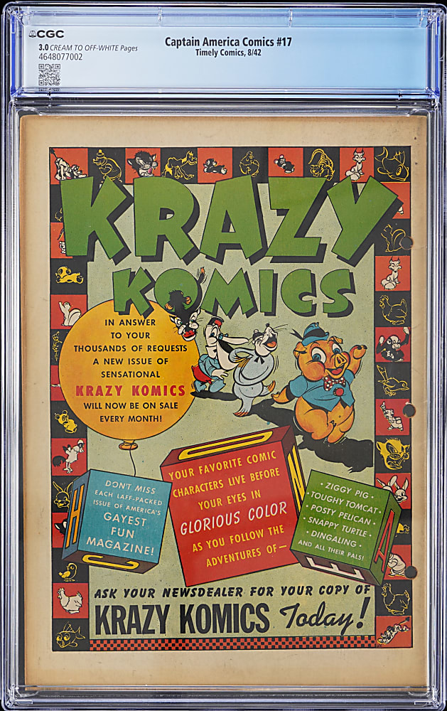 1942 Timely Comics Captain America Comics #17 - CGC 3.0