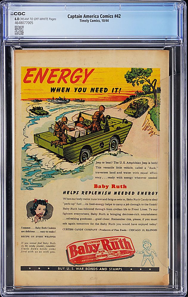 1944 Timely Comics Captain America Comics #42 - CGC 6.0