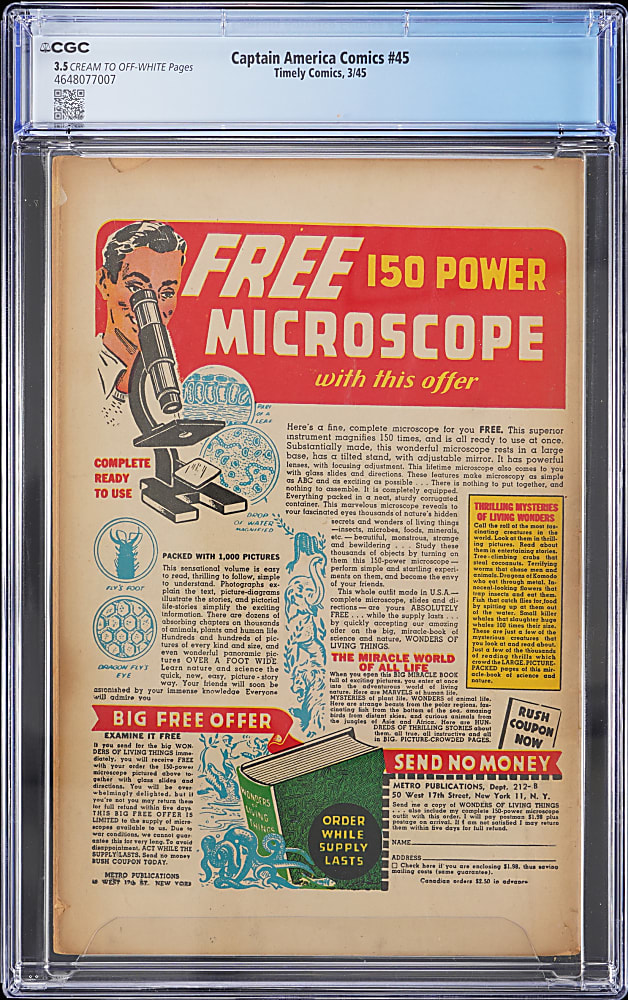 1945 Timely Comics Captain America Comics #45 - CGC 3.5