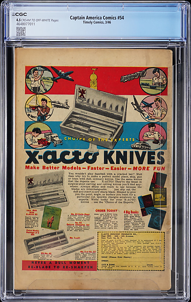 1946 Timely Comics Captain America Comics #54 - CGC 4.5