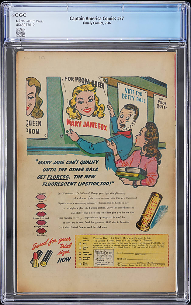 1946 Timely Comics Captain America Comics #57 - CGC 6.0