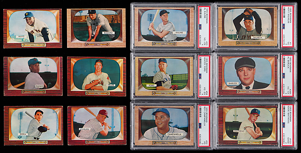 1955 Bowman Near Complete Set (318/320) with (6) PSA Graded Keys Plus Variation