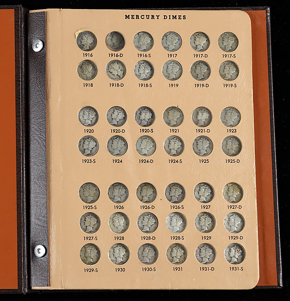 1916-1945 Mercury Silver Dime Near-Complete Set (76/77)