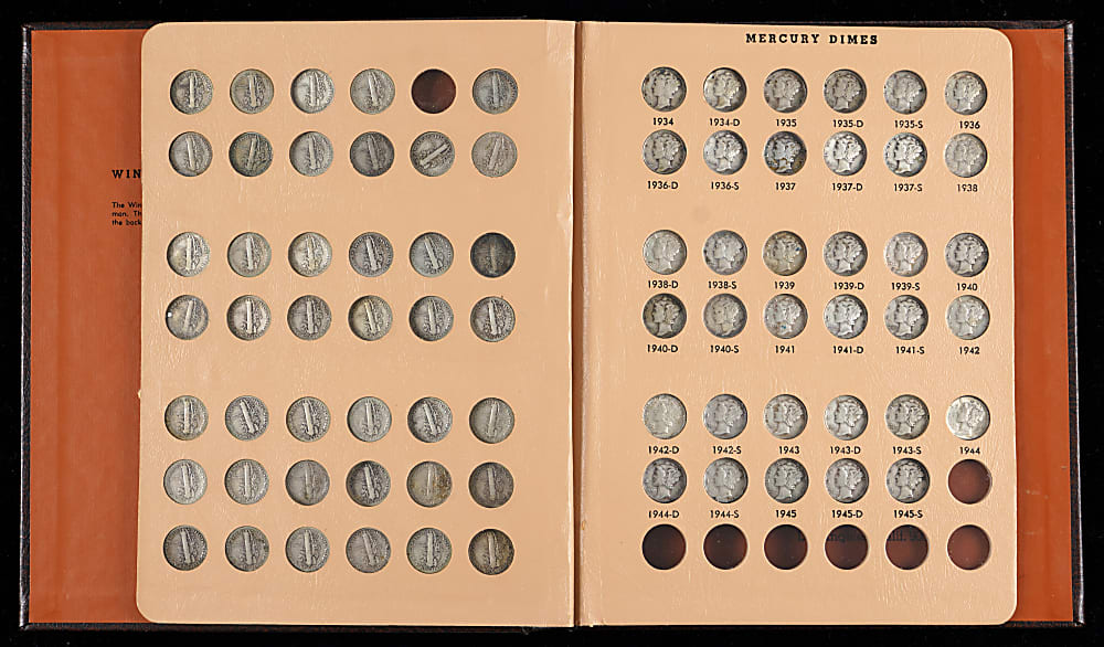 1916-1945 Mercury Silver Dime Near-Complete Set (76/77)
