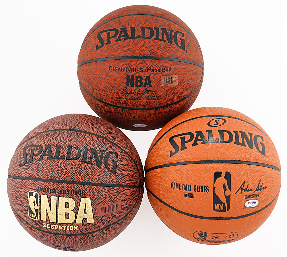 Kareem Abdul-Jabbar, Magic Johnson, and Oscar Robertson Single-Signed Basketball Trio - All PSA/DNA