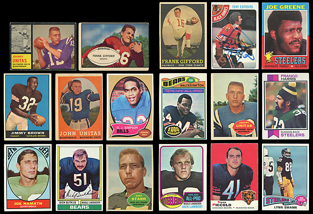 1950-1979 Multi-Sport Hall of Fame & Star Singles Collection (250+) - Loaded with (13) Unitas, (7) Namath, J. Brown & Hall of Fame Rookies