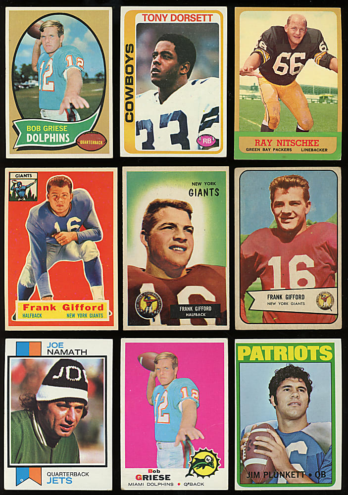 1950-1979 Multi-Sport Hall of Fame & Star Singles Collection (250+) - Loaded with (13) Unitas, (7) Namath, J. Brown & Hall of Fame Rookies