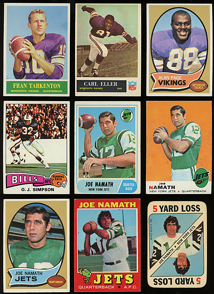 1950-1979 Multi-Sport Hall of Fame & Star Singles Collection (250+) - Loaded with (13) Unitas, (7) Namath, J. Brown & Hall of Fame Rookies