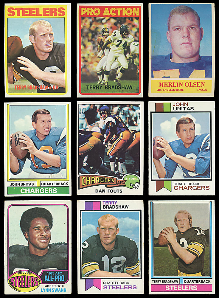 1950-1979 Multi-Sport Hall of Fame & Star Singles Collection (250+) - Loaded with (13) Unitas, (7) Namath, J. Brown & Hall of Fame Rookies