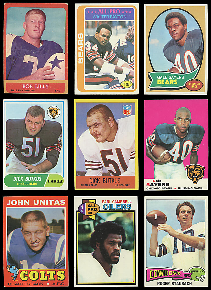 1950-1979 Multi-Sport Hall of Fame & Star Singles Collection (250+) - Loaded with (13) Unitas, (7) Namath, J. Brown & Hall of Fame Rookies
