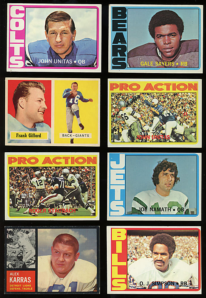 1950-1979 Multi-Sport Hall of Fame & Star Singles Collection (250+) - Loaded with (13) Unitas, (7) Namath, J. Brown & Hall of Fame Rookies