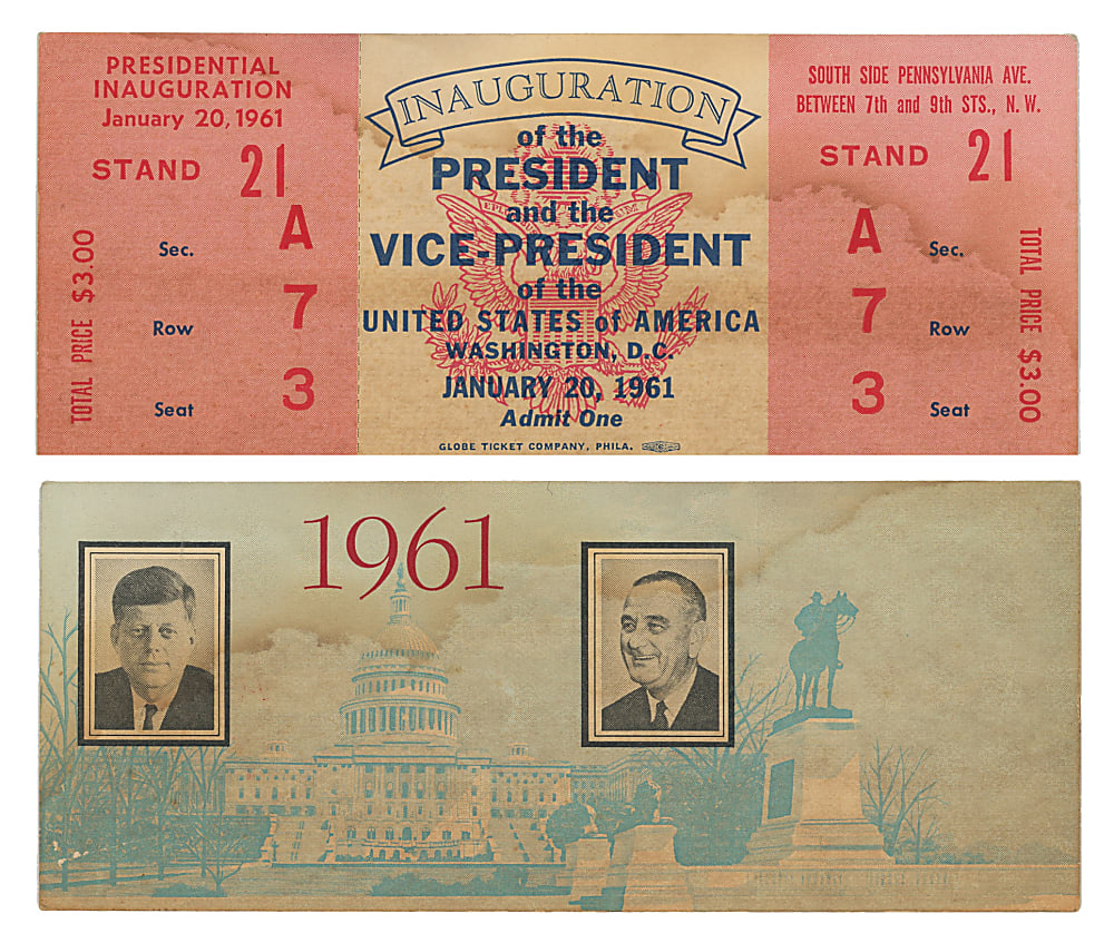 1961 John F. Kennedy Inauguration Ticket - "Ask Not..." Speech