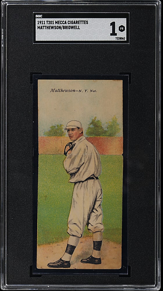 1911 T201 Mecca Double Folders Christy Mathewson/Al Bridwell SGC POOR 1