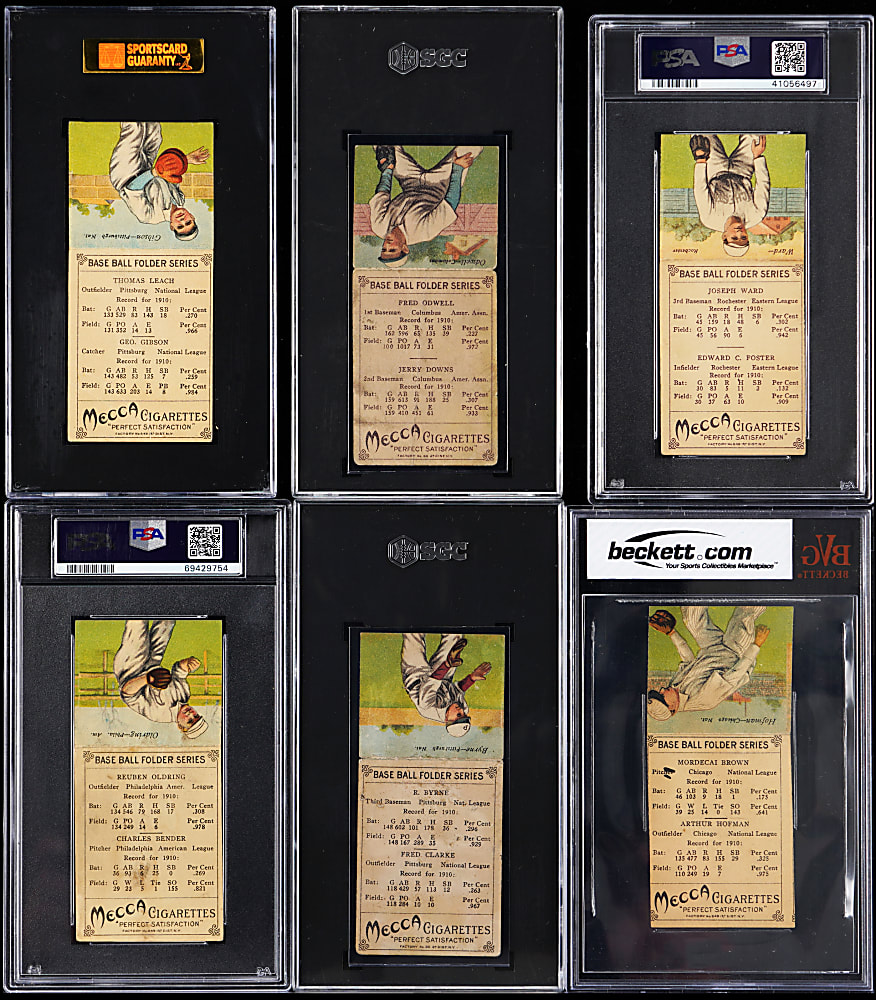 1911 T201 Mecca Double Folders Graded Group (6) with (3) Hall of Famers