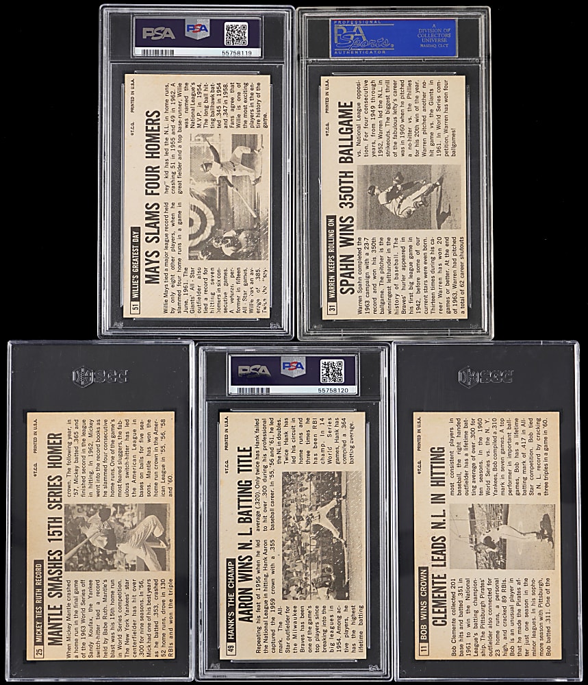 1964 Topps Giants Hall of Fame Graded Group (5) with Aaron, Mantle & Mays