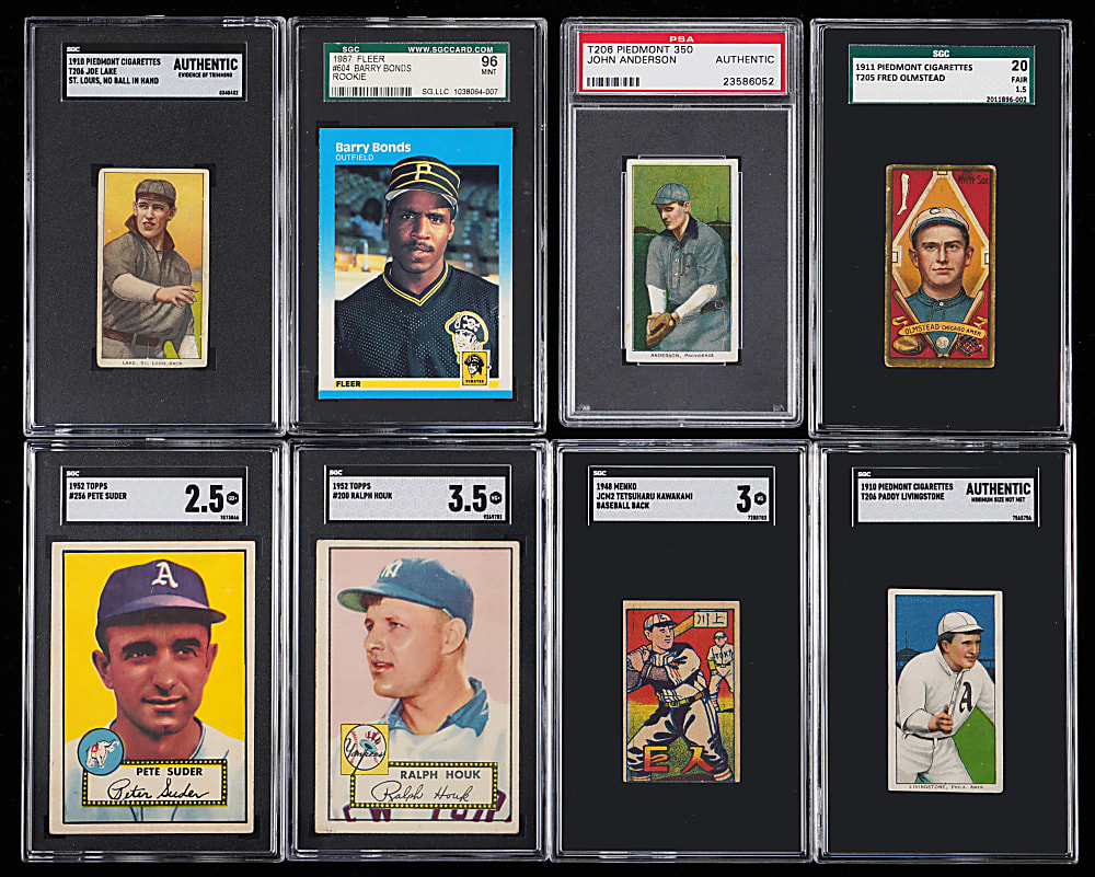 1909-1988 Baseball Hall of Fame, Star & Rookie Collection (15) with (13) Graded Including Aaron, Clemente & Mantle