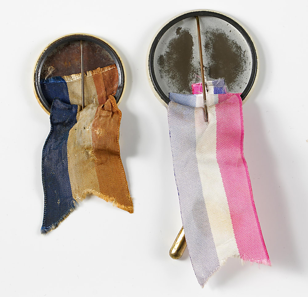 1950s PM10 Hall of Famer Pins (2) with Mickey Mantle & Roy Campanella - Both with Ribbons/Charms