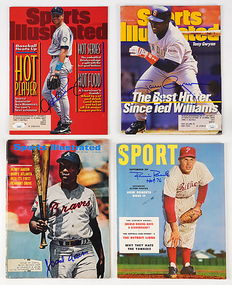 1950s-1990s Signed Hall of Famer Magazine Collection (7) - All JSA Individually Certified