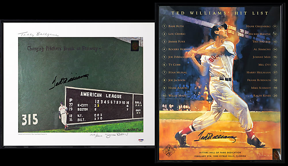 Ted Williams Signed Posters in Framed Displays (2)