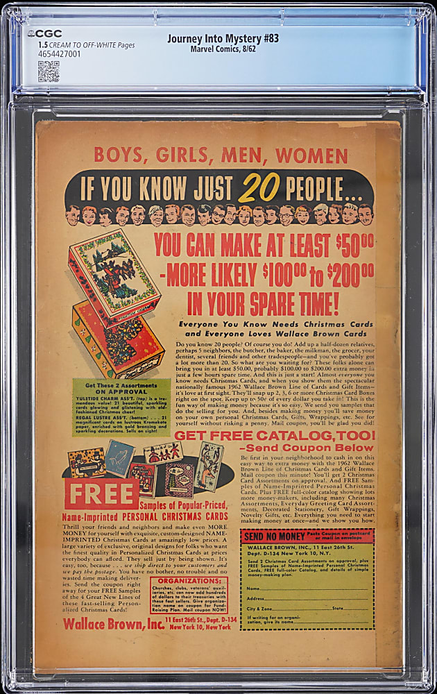 1962 Marvel Journey Into Mystery #83 First Appearance of Thor - CGC 1.5