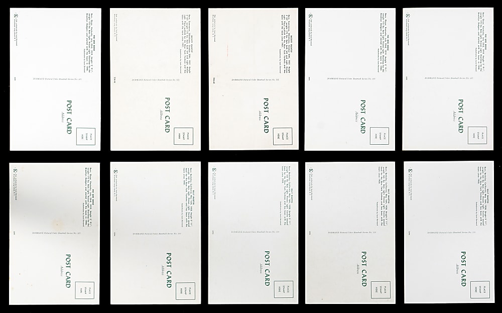 1953-1955 Dormand Postcards Collection (50) with (2) Mickey Mantle
