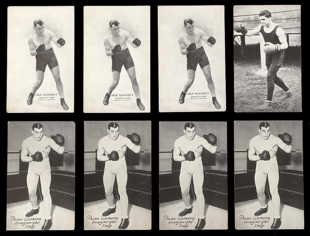 1930s Boxing Exhibits-Postcard Back Collection (55) with Primo Carnera, Max Schmeling & Jack Sharkey