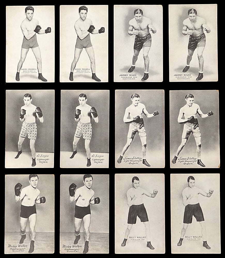 1930s Boxing Exhibits-Postcard Back Collection (55) with Primo Carnera, Max Schmeling & Jack Sharkey