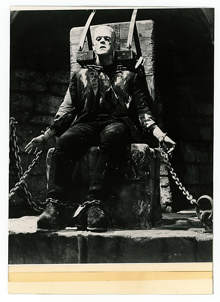 1973 Topps "Creature Feature" #123 "But Judge - I Was Only Doing Thirty!" Featuring Frankenstein Original Production Photograph - Topps Vault