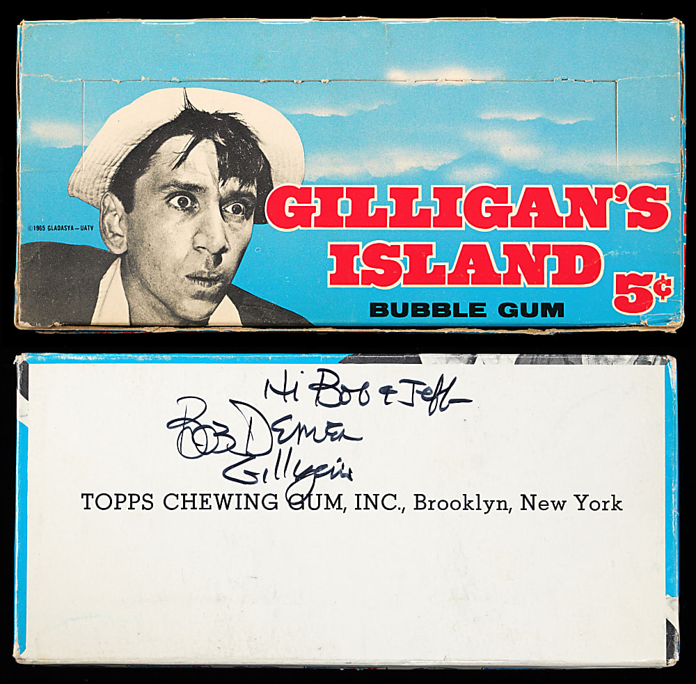 1965 Topps Gilligan's Island 5¢ Retail Display Box Signed and Inscribed by Bob Denver - Potentially One-Of-A-Kind