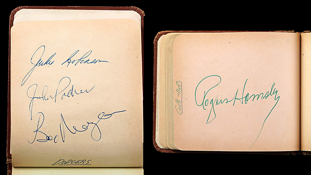 Circa 1953 Autographs Album with (180+) Signatures Including Rogers Hornsby, Satchel Paige & Jackie Robinson