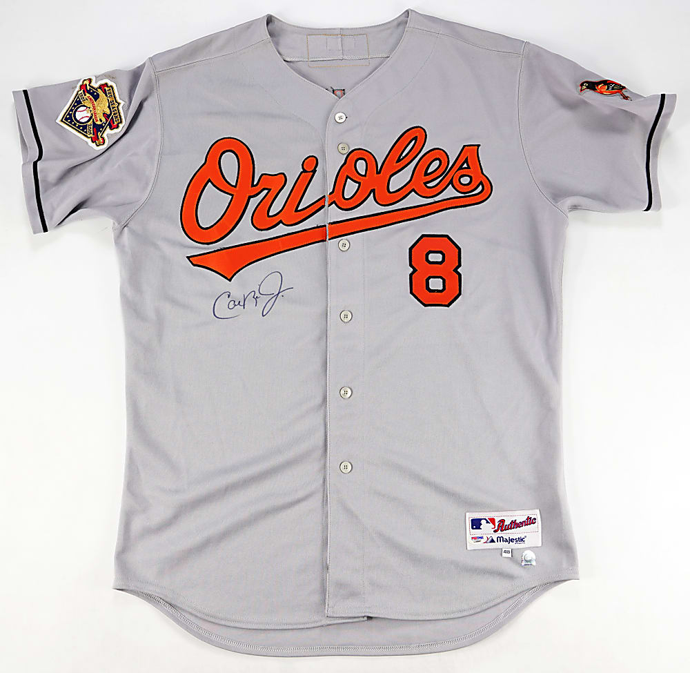 2001 Cal Ripken Jr. Signed Baltimore Orioles Road Jersey with American League 100th Anniversary Patch - PSA Sticker