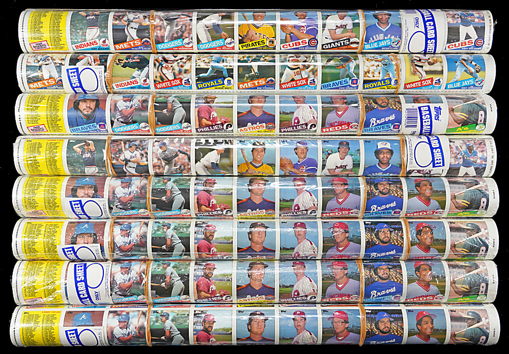 1985 Topps Factory Sealed Uncut Sheets Hoard (34) with (4) Roger Clemens & (3) Kirby Puckett Rookies