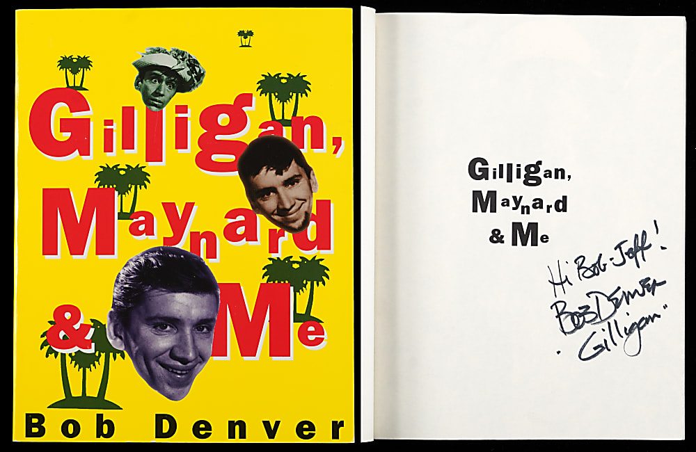 Bob Denver Signed Trio with 1965 Topps Cards (2) & 1993 Book “Gilligan, Maynard & Me”
